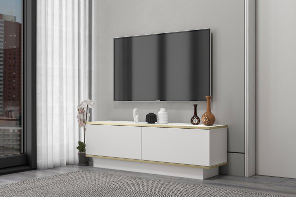 MOBİLYA GEZEGENİ ARES TV ÜNİTESİ 135 CM BEYAZ-ALTIN - 2