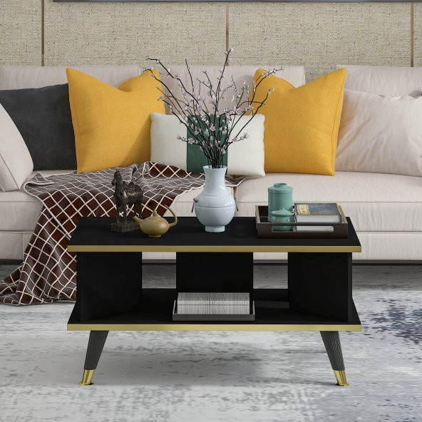 MOBİLYA GEZEGENİ Galipol Orta Sehpa 80 Cm Siyah - Altın Renk - 3