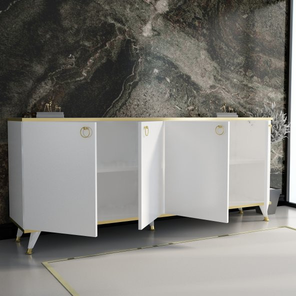 MOBİLYA GEZEGENİ KAREN GOLD KONSOL K20 BEYAZ 160 CM - 2
