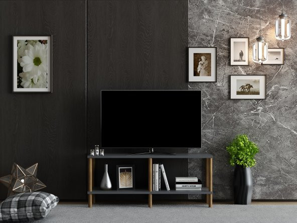 MOBİLYA GEZEGENİ OLES  TV ÜNİTESİ 90  CM ANTRASİT-AHŞAP
