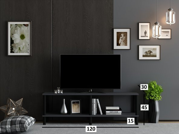 MOBİLYA GEZEGENİ OLES TV ÜNİTESİ 120  CM ANTRASİT-SİYAH - 3