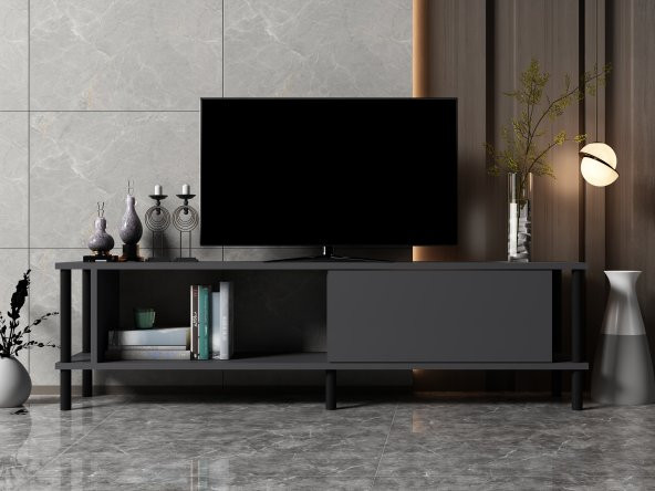 MOBİLYA GEZEGENİ PARİSE TV ÜNİTESİ ANTRASİT-SİYAH (150 cm) ürün görseli 1