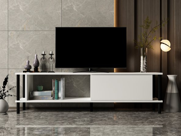 MOBİLYA GEZEGENİ PARİSE TV ÜNİTESİ BEYAZ-SİYAH (150 cm) ürün görseli 1