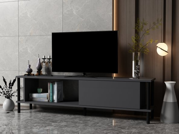 MOBİLYA GEZEGENİ PARİSE TV ÜNİTESİ ANTRASİT-SİYAH (150 cm) - Resim 2