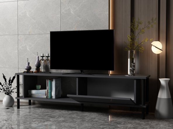 MOBİLYA GEZEGENİ PARİSE TV ÜNİTESİ ANTRASİT-SİYAH (150 cm) - Resim 3