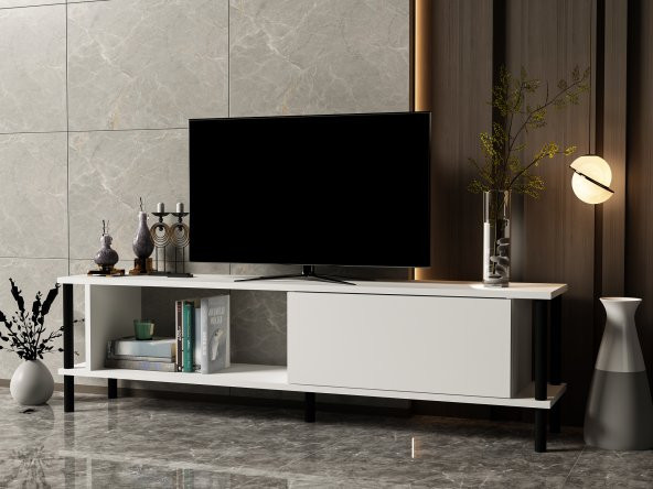 MOBİLYA GEZEGENİ PARİSE TV ÜNİTESİ BEYAZ-SİYAH (150 cm) - Resim 2