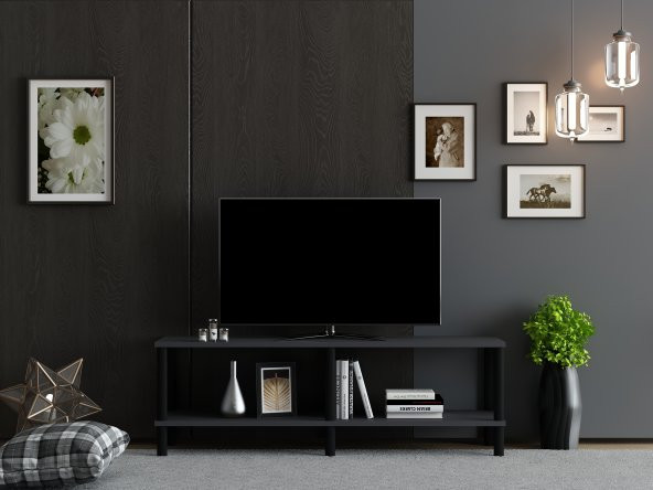 MOBİLYA GEZEGENİ OLES TV ÜNİTESİ 120  CM ANTRASİT-SİYAH - 1