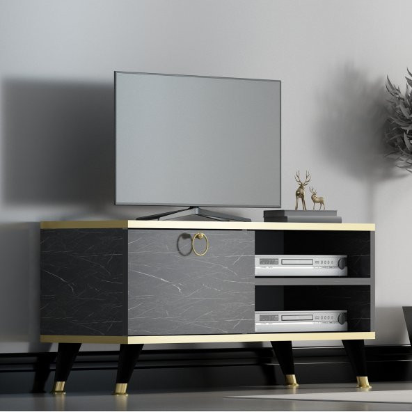 MOBİLYA GEZEGENİ GOLD SWEET TV ÜNİTESİ SİYAH MERMER 90 CM - 1