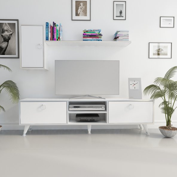 MOBİLYA GEZEGENİ Directory Tv Ünitesi Beyaz Gümüş 160 Cm ürün görseli 1