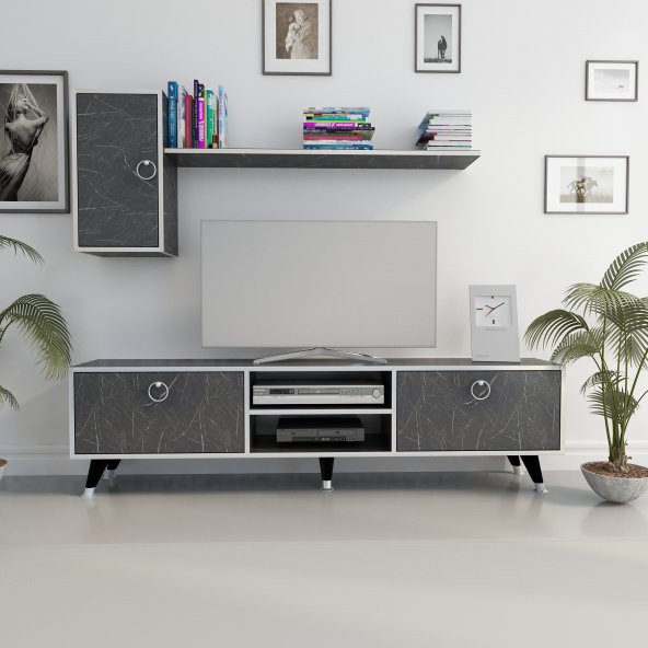 MOBİLYA GEZEGENİ Directory Tv Ünitesi Bendır Gümüş 160 Cm - Resim 2