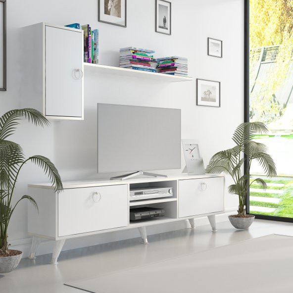 MOBİLYA GEZEGENİ Directory Tv Ünitesi Beyaz Gümüş 160 Cm - Resim 2