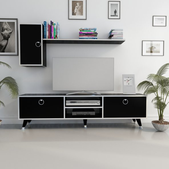 MOBİLYA GEZEGENİ Directory Tv Ünitesi Siyah Gümüş160 Cm