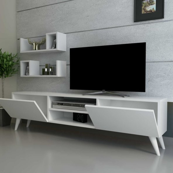 MOBİLYA GEZEGENİ NATURE TV ÜNİTESİ 160 CM PARLAK BEYAZ