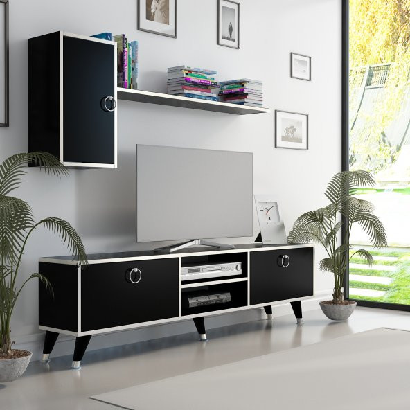 MOBİLYA GEZEGENİ Directory Tv Ünitesi Siyah Gümüş160 Cm - Resim 2