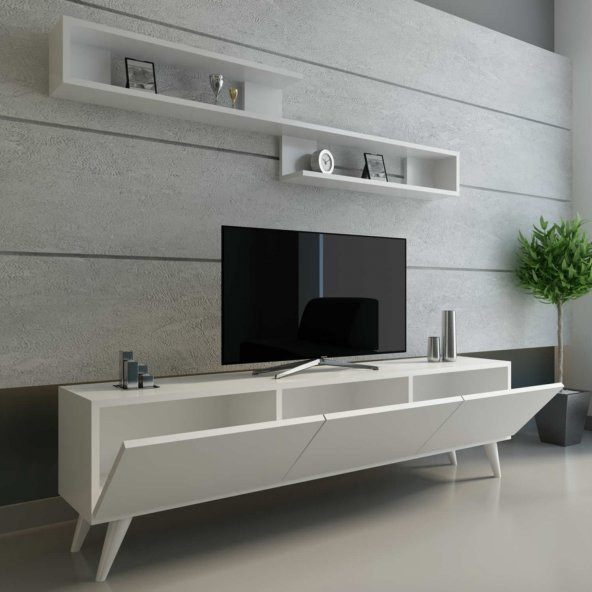 MOBİLYA GEZEGENİ CAMBRİDGE TV ÜNİTESİ 150 CM PARLAK BEYAZ - 2