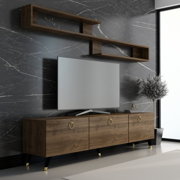 MOBİLYA GEZEGENİ LİYA TV ÜNİTESİ 150 CM CEVİZ GOLD - 1
