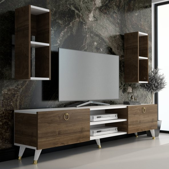 MOBİLYA GEZEGENİ X2136 TV ÜNİTESİ BEYAZ CEVİZ ürün görseli 1