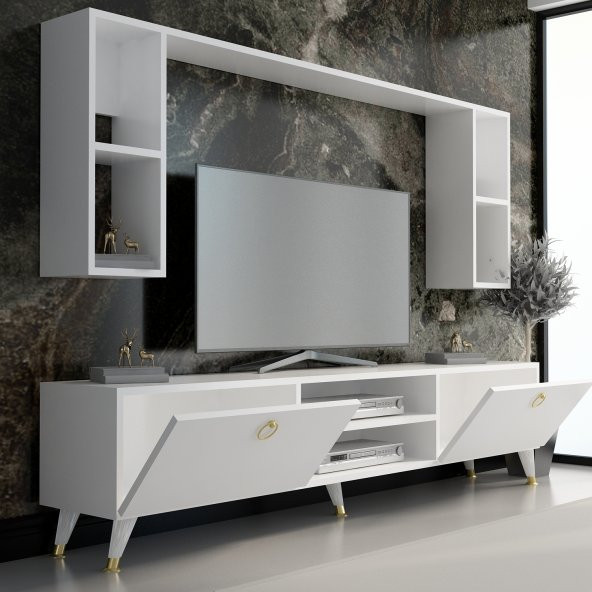 MOBİLYA GEZEGENİ STİLL GOLD TV ÜNİTESİ 180 CM BEYAZ X2137 - Resim 2