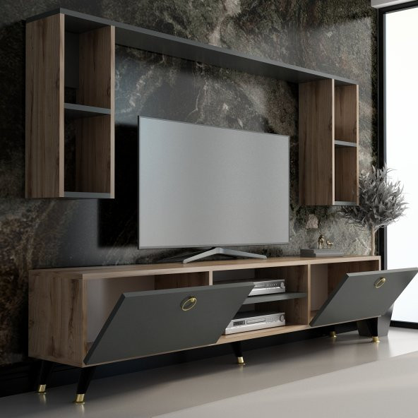 MOBİLYA GEZEGENİ STİLL GOLD TV ÜNİTESİ 180 CM ÇIRAĞAN - ANTRASİT X2137 - 2