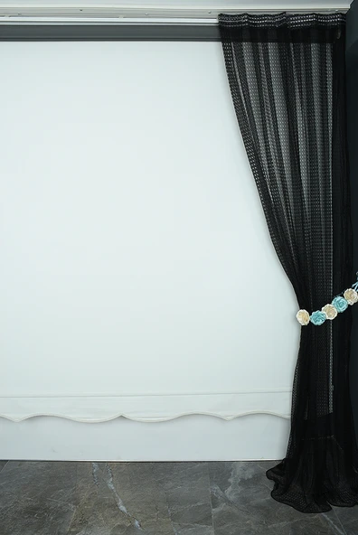 KARDELEN MODEL SİYAH RENK TEK KANAT Pileli Fon Perde 75*260 cm - Resim 6