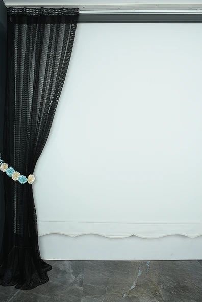 KARDELEN MODEL SİYAH RENK TEK KANAT Pileli Fon Perde 75*260 cm - Resim 5