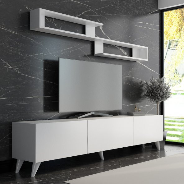 MOBİLYA GEZEGENİ X4032 BEYAZ  TV ÜNİTESİ 210 CM