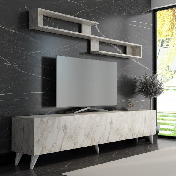 MOBİLYA GEZEGENİ X4032 EFES MERMER TV ÜNİTESİ 210 CM ürün görseli 1