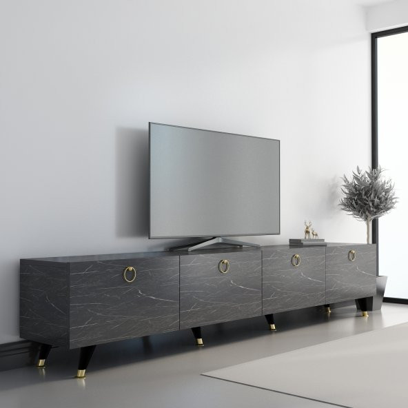 MOBİLYA GEZEGENİ Maer Gold Tv Ünitesi 210 Cm BENDİR MERMER RENK