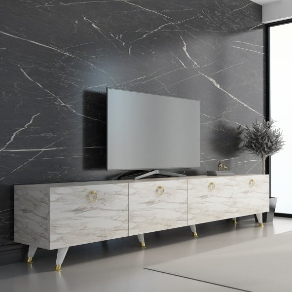 MOBİLYA GEZEGENİ Maer Gold Tv Ünitesi 210 Cm Efes Mermer Renk
