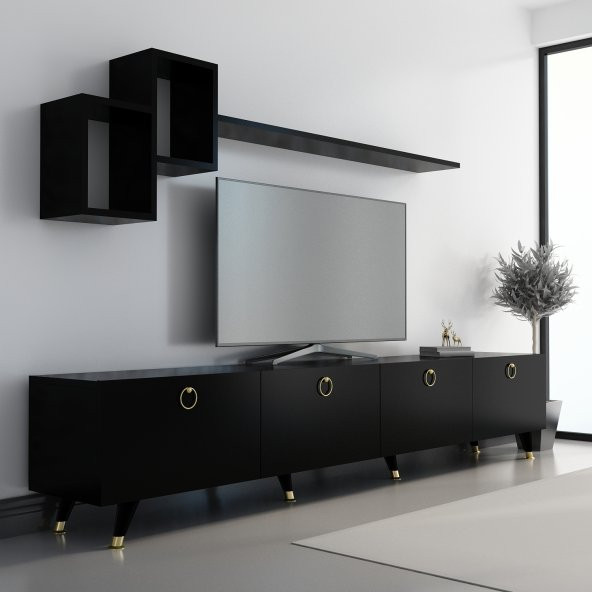 MOBİLYA GEZEGENİ MEER GOLD TV ÜNİTESİ 210 CM SİYAH - 1