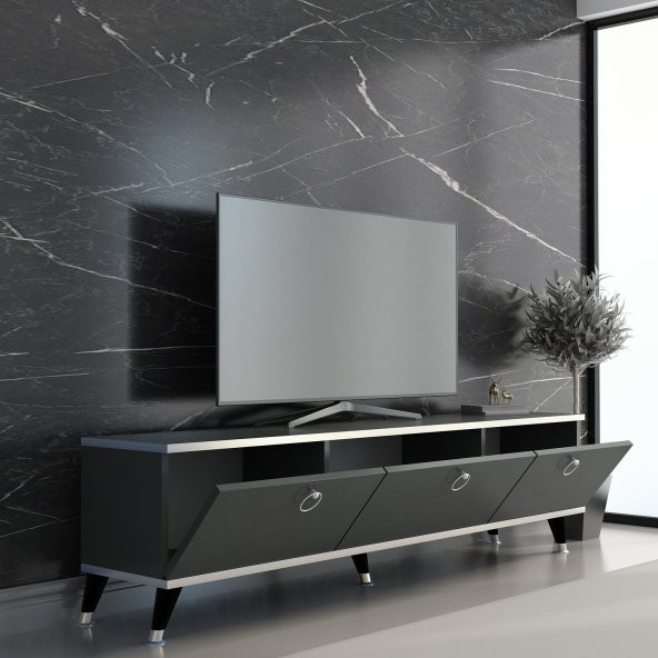 MOBİLYA GEZEGENİ ELİTE GOLD TV ÜNİTESİ ANTRASİT - GÜMÜŞ 150 CM - 2