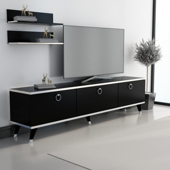 MOBİLYA GEZEGENİ LİFE TV ÜNİTESİ SİYAH GÜMÜŞ 150 CM ürün görseli 1