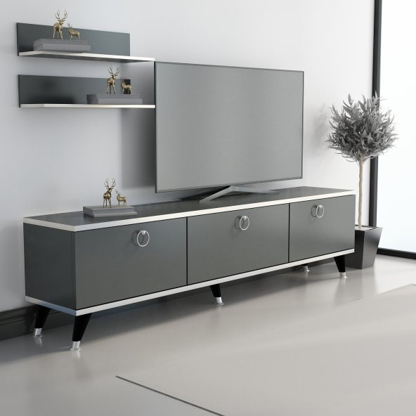 MOBİLYA GEZEGENİ LİFE TV ÜNİTESİ ANTRASİT GÜMÜŞ 150 CM ürün görseli 1