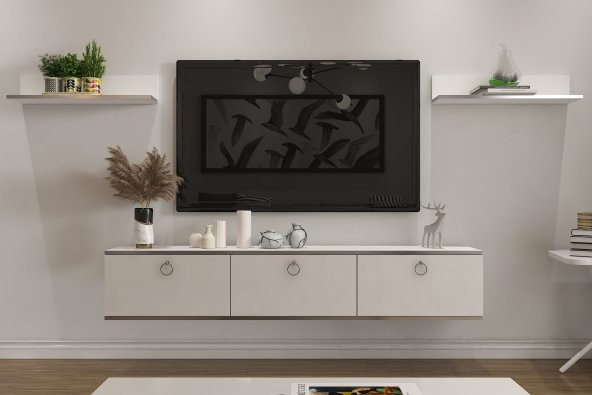 MOBİLYA GEZEGENİ BELLA TV ÜNİTESİ 150 CM BEYAZ-GÜMÜŞ