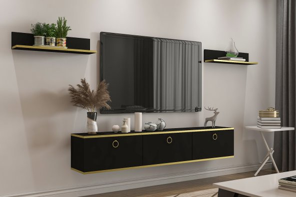 MOBİLYA GEZEGENİ BELLA TV ÜNİTESİ 150 CM SİYAH-ALTIN - 2