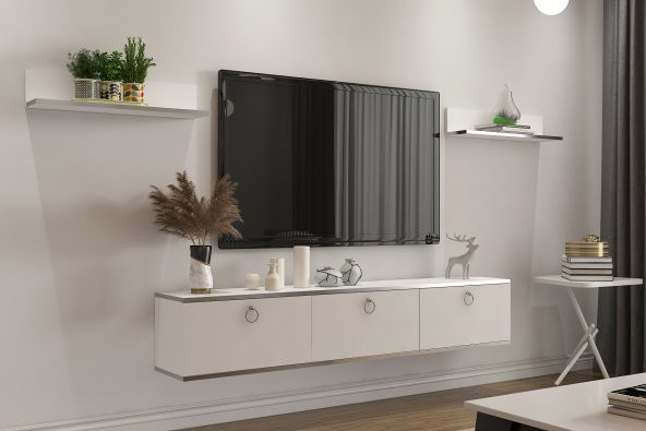 MOBİLYA GEZEGENİ BELLA TV ÜNİTESİ 150 CM BEYAZ-GÜMÜŞ - 2
