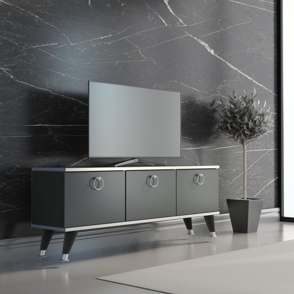 MOBİLYA GEZEGENİ SANDRA TV ÜNİTESİ ANTRASİT GÜMÜŞ 130 CM ürün görseli 1