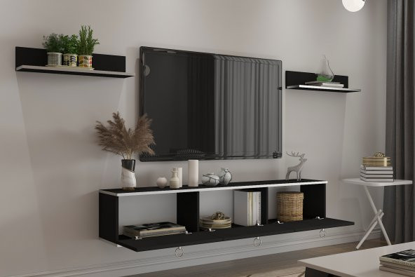 MOBİLYA GEZEGENİ BELLA TV ÜNİTESİ 150 CM SİYAH-GÜMÜŞ - Resim 3