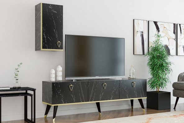 MOBİLYA GEZEGENİ HERMES TV ÜNİTESİ 150 CM BENDİR-ALTIN - Resim 2