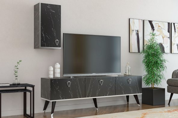 MOBİLYA GEZEGENİ HERMES TV ÜNİTESİ 150 CM BENDİR-GÜMÜŞ - Resim 2