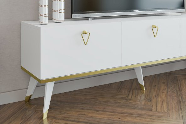 MOBİLYA GEZEGENİ HERMES TV ÜNİTESİ 150 CM BEYAZ-ALTIN - 3