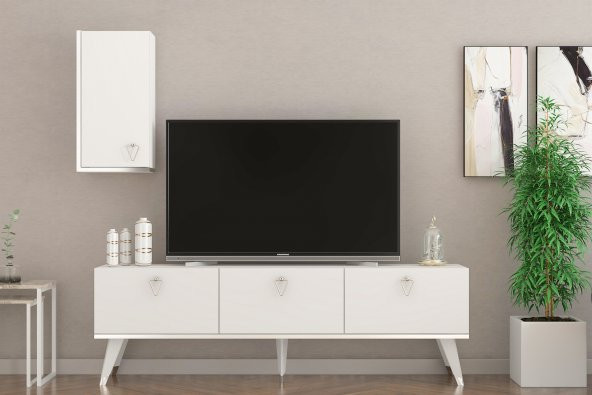 MOBİLYA GEZEGENİ Hermes Tv Ünitesi 150 Cm Beyaz-Gümüş