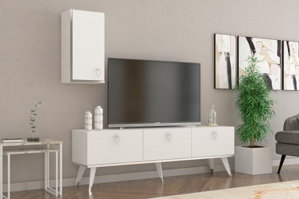 MOBİLYA GEZEGENİ Hermes Tv Ünitesi 150 Cm Beyaz-Gümüş - 2
