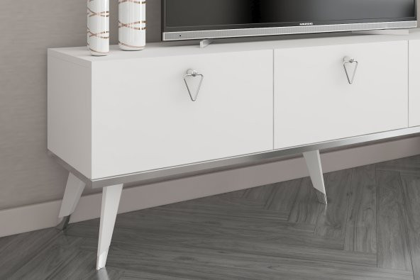MOBİLYA GEZEGENİ Hermes Tv Ünitesi 150 Cm Beyaz-Gümüş - 3