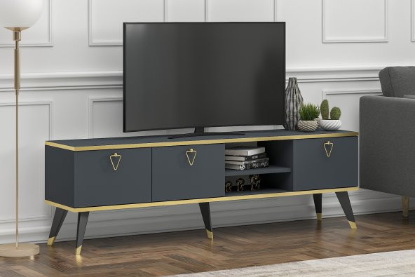 MOBİLYA GEZEGENİ LUNA TV ÜNİTESİ 160 CM ANTRASİT-ALTIN - 2