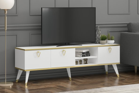 MOBİLYA GEZEGENİ LUNA TV ÜNİTESİ 160 CM BEYAZ-ALTIN - 2