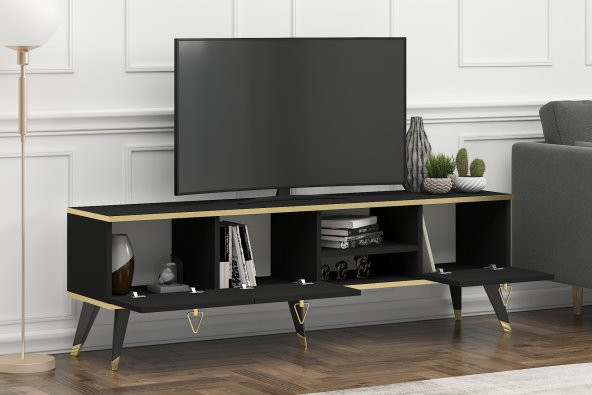MOBİLYA GEZEGENİ LUNA TV ÜNİTESİ 160 CM SİYAH-ALTIN - 2
