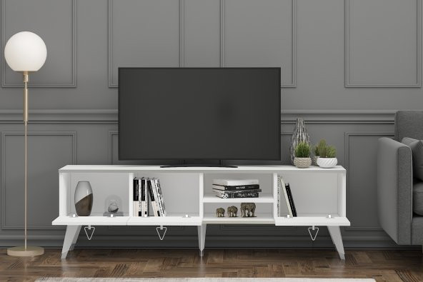 MOBİLYA GEZEGENİ LUNA TV ÜNİTESİ 160 CM BEYAZ-GÜMÜŞ - Resim 3