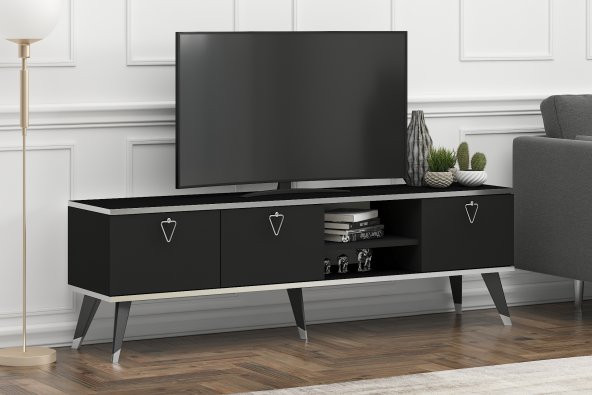 MOBİLYA GEZEGENİ LUNA TV ÜNİTESİ 160 CM SİYAH-GÜMÜŞ - 2
