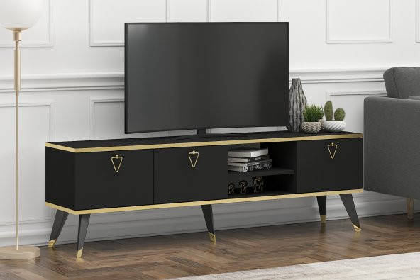 MOBİLYA GEZEGENİ LUNA TV ÜNİTESİ 160 CM SİYAH-ALTIN - 3